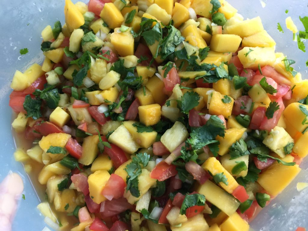 Easy and Quick Super Bowl Party Food Ideas featured by top North Carolina food blog, Food Diary of a City Girl: image of pineapple mango salsa