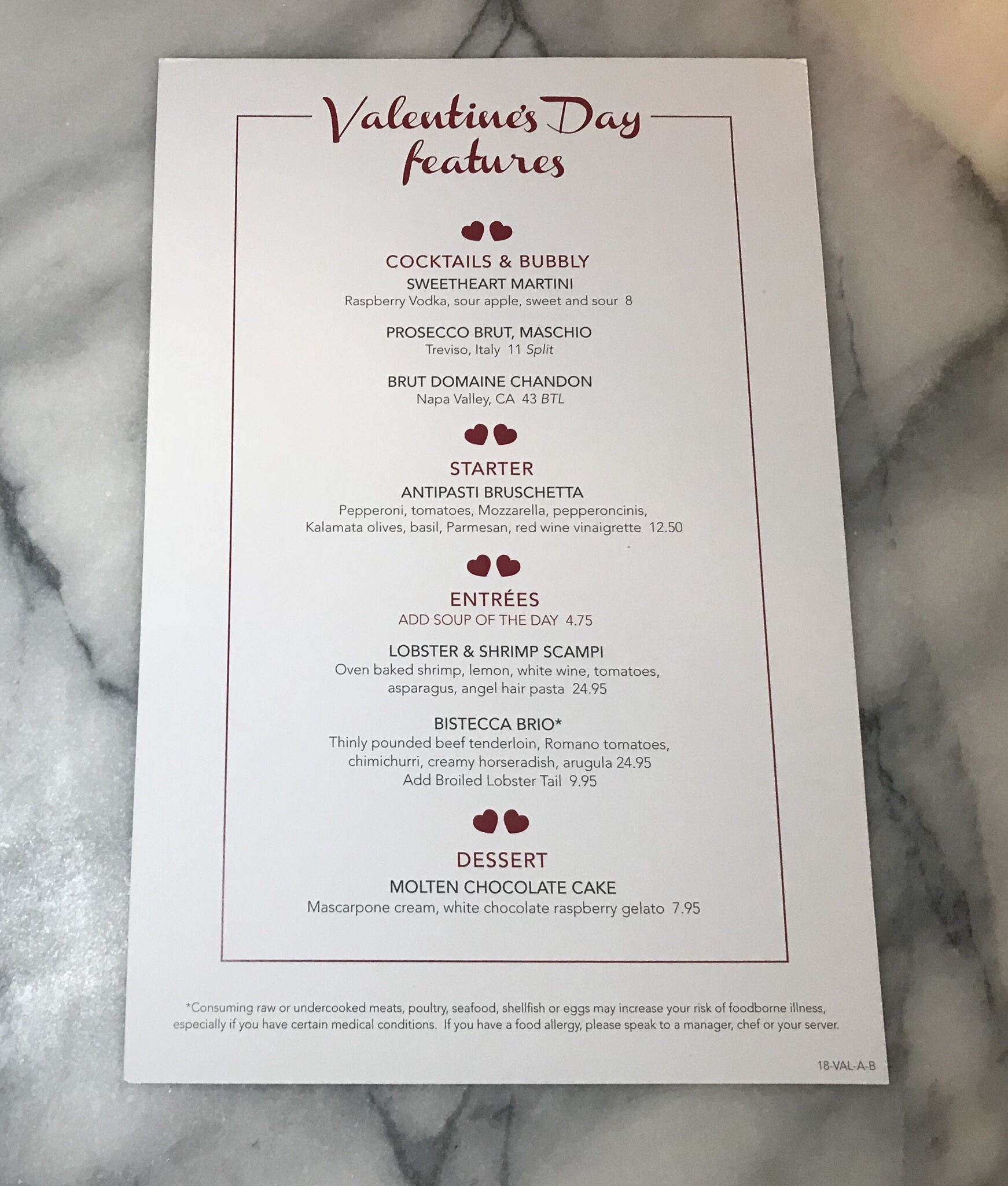 Brio Tuscan Grille Menu for Valentine's Day featured by top US foodie blog, Food Diary of a City Girl