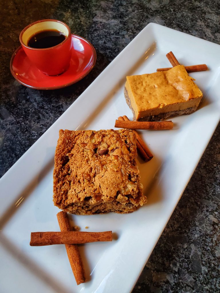 8 Pumpkin Spice Food & Drink to Sample this Fall in Raleigh, Durham & beyond featured by top NC foodie blog, Food Diary of A City Girl: Sassool’s Pumpkin Blondie and Pumpkin Cheesecake