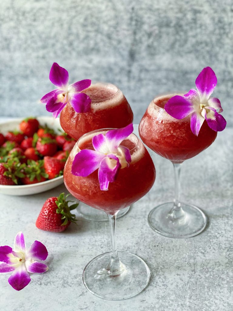 Strawberry Frosé featured by top NC food blogger, Food Diary of a City Girl