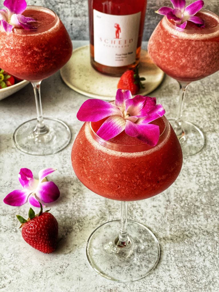 Strawberry Frosé recipe featured by top NC food blogger, Food Diary of a City Girl