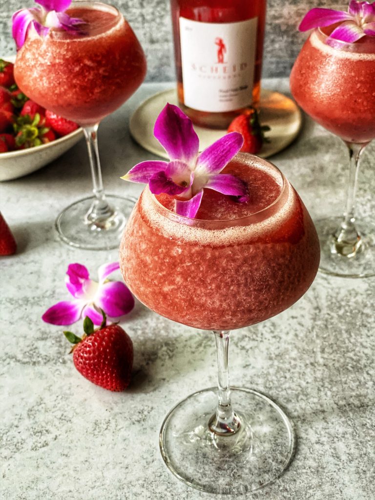 Strawberry Frosé featured by top NC food blogger, Food Diary of a City Girl