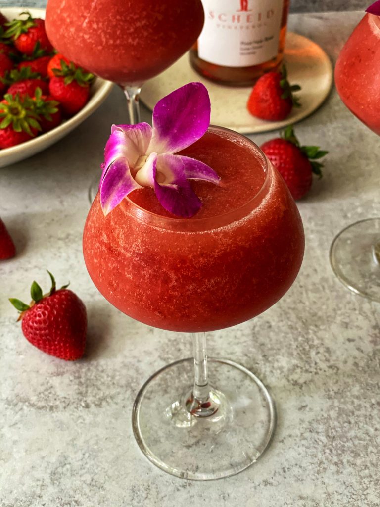 Strawberry Frosé featured by top NC food blogger, Food Diary of a City Girl