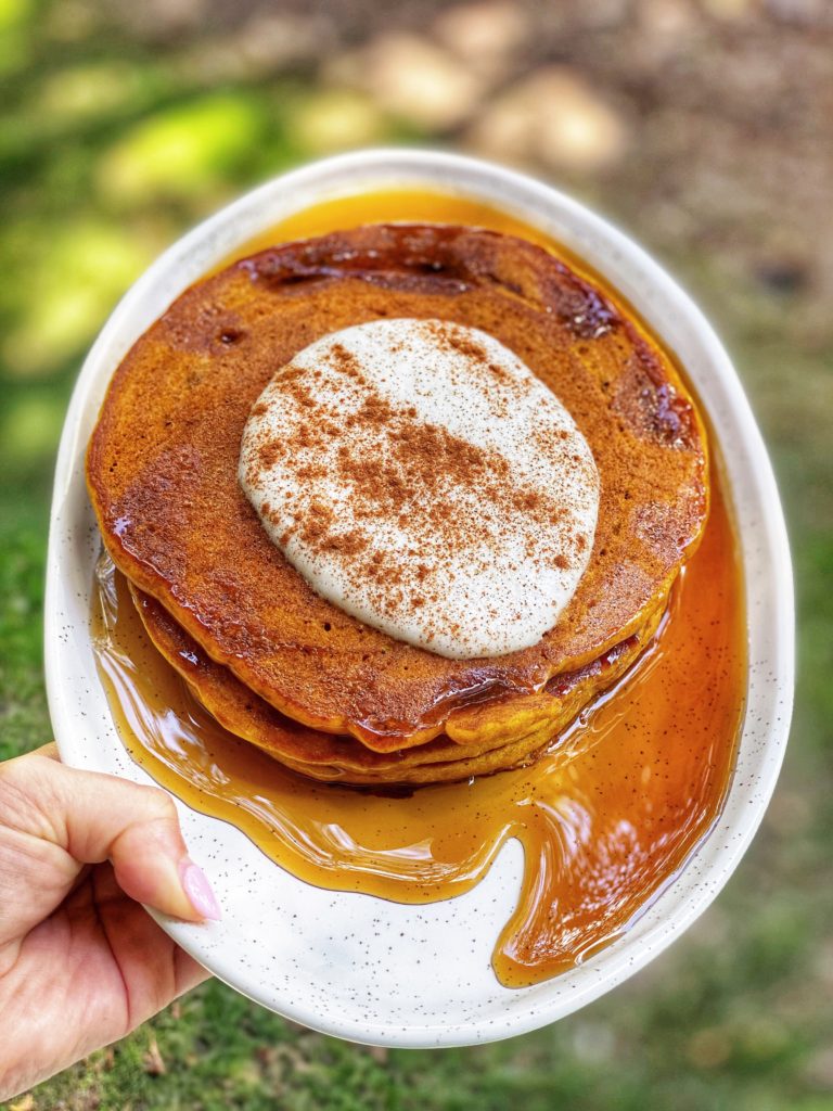 8 Pumpkin Spice Food & Drink to Sample this Fall in Raleigh, Durham & beyond featured by top NC foodie blog, Food Diary of A City Girl: Brigs restaurant pumpkin pancakes