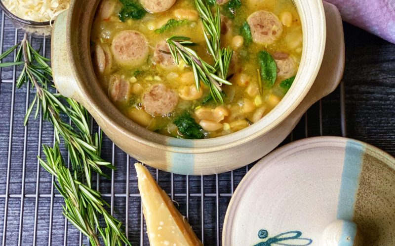 Sausage and Cannellini Bean Stew Recipe featured by top NC food blogger, Food Diary of a City Girl