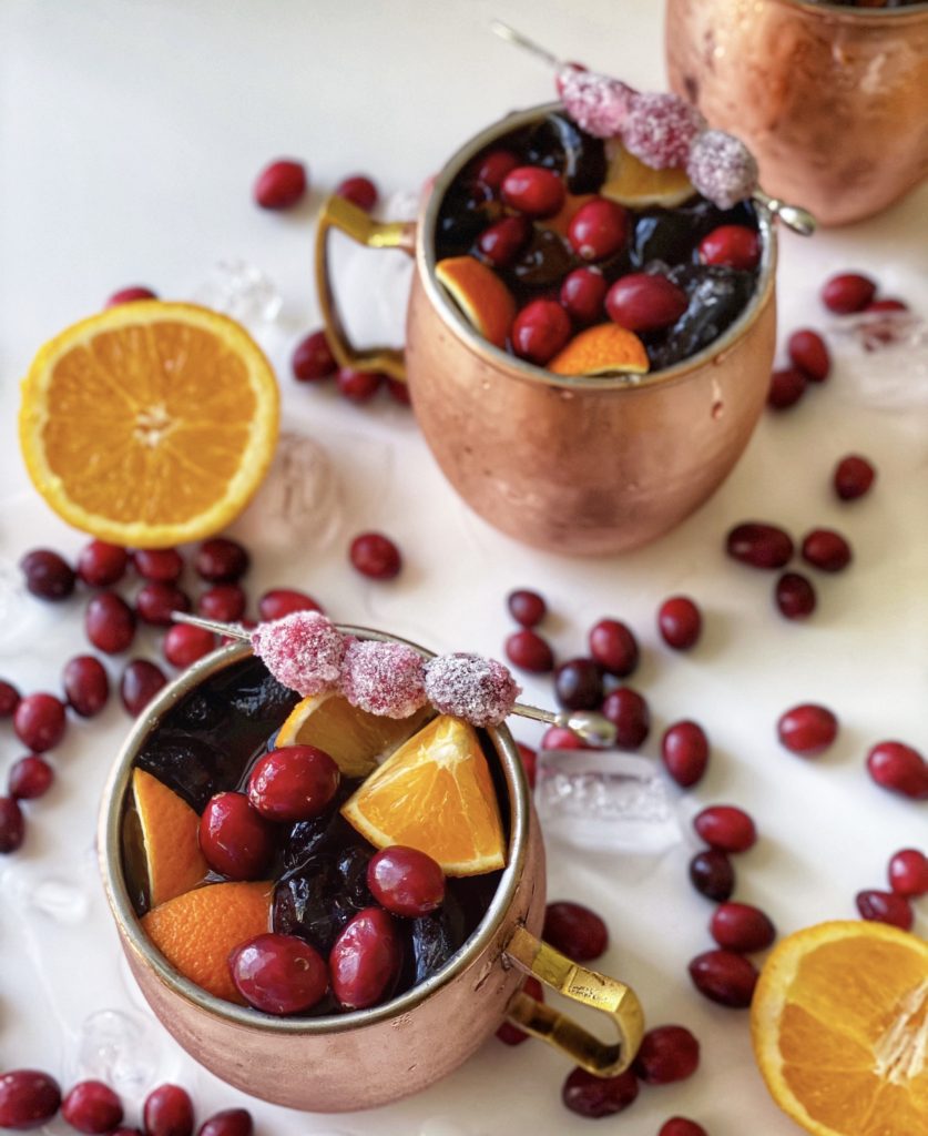 Cranberry Orange Moscow Mule Recipe featured by top NC food blogger, Food Diary of a City Girl