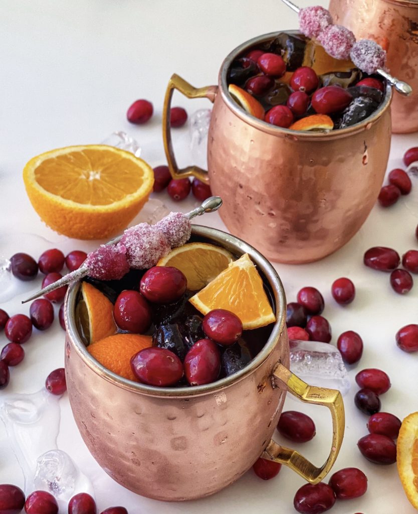 Cranberry Orange Moscow Mule Recipe featured by top NC food blogger, Food Diary of a City Girl