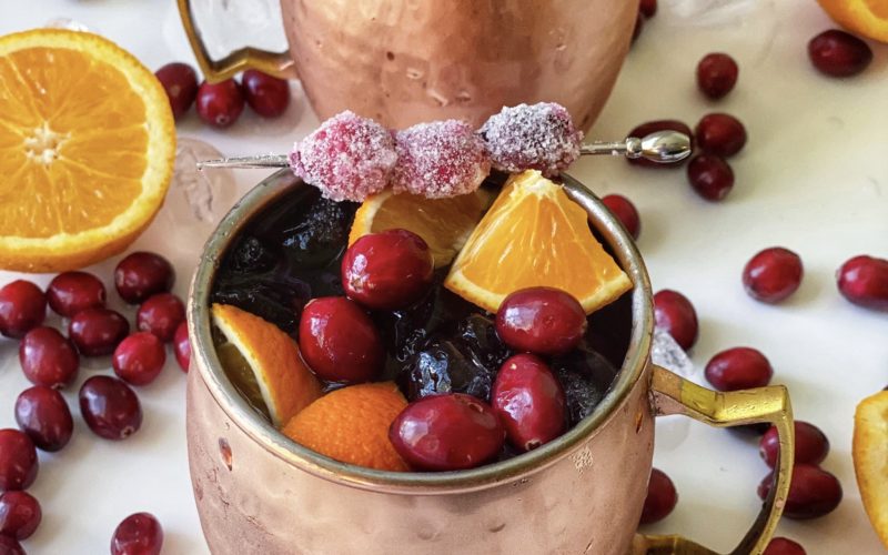 Cranberry Orange Moscow Mule Recipe featured by top NC food blogger, Food Diary of a City Girl