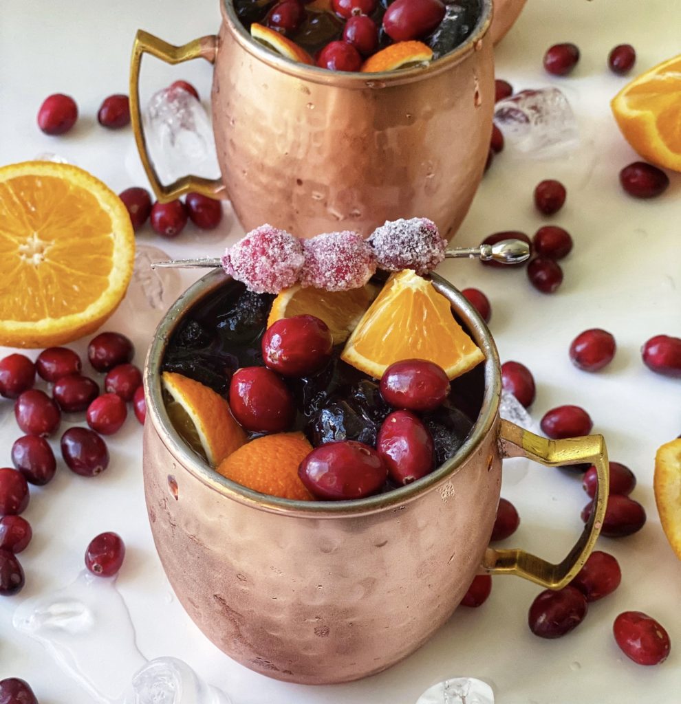 Cranberry Orange Moscow Mule Recipe featured by top NC food blogger, Food Diary of a City Girl