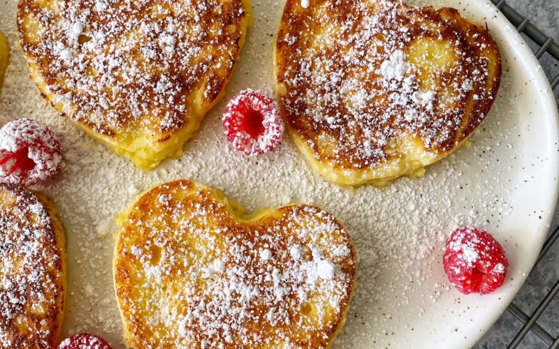 Lemon Ricotta Pancakes Recipe, perfect for Valentine's Day Breakfast, featured by top US food blogger, Food Diary of a City Girl.