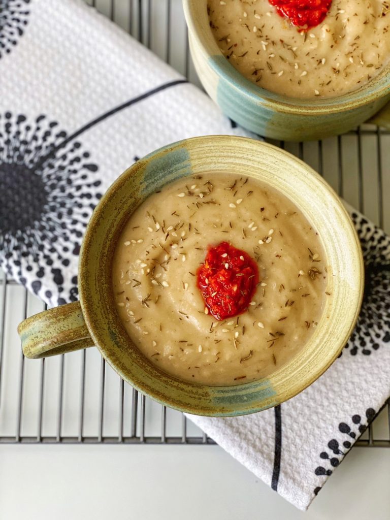 Roasted Cauliflower Parsnip Za'atar Soup Recipe featured by top US food blogger, Food Diary of a City Girl