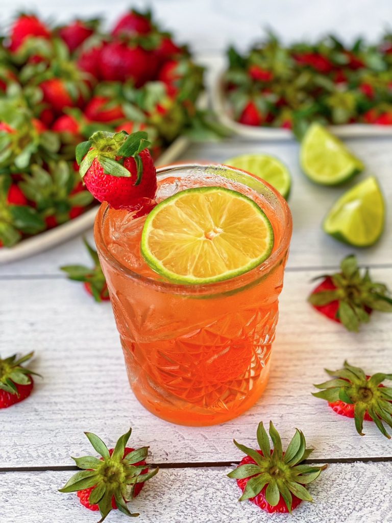 Strawberry Shrub Margarita Recipe, a Refreshing Cinco de Mayo Cocktail featured by top US cocktail blogger, Food Diary of a City Girl