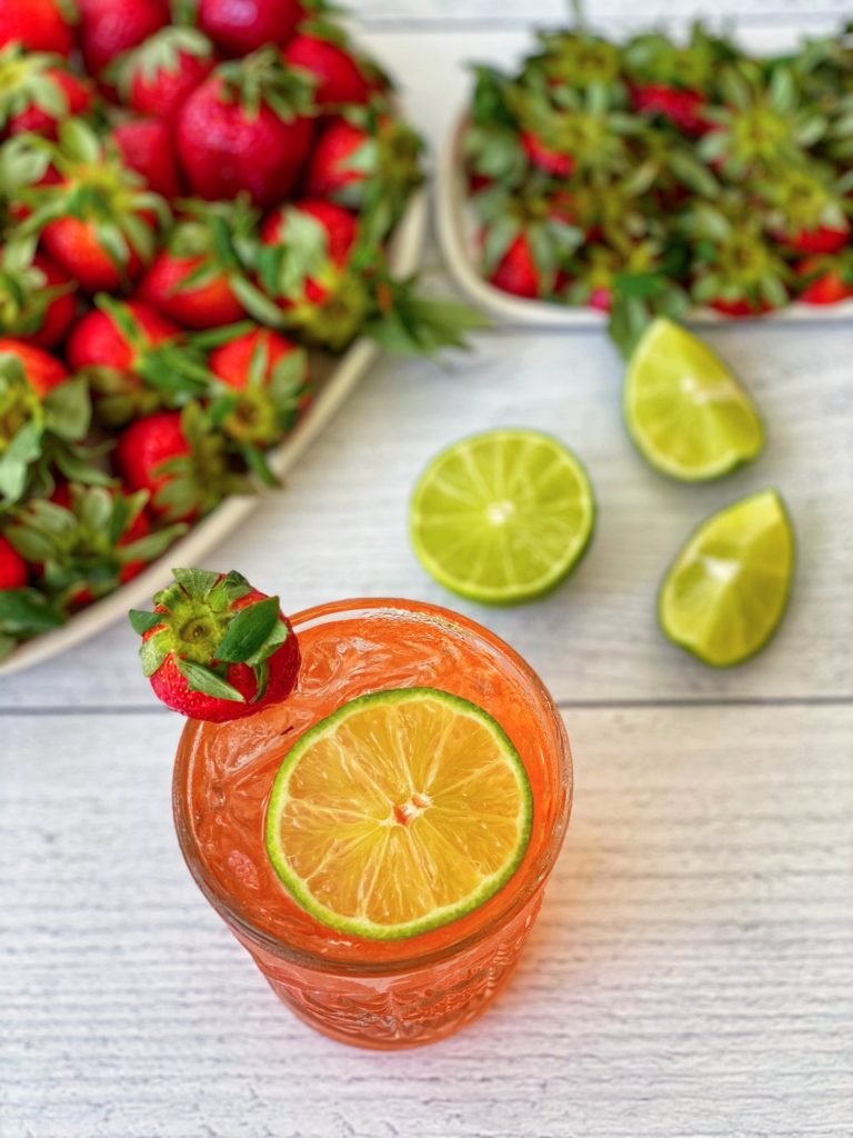 Strawberry Shrub Margarita Recipe, a Refreshing Cinco de Mayo Cocktail featured by top US cocktail blogger, Food Diary of a City Girl