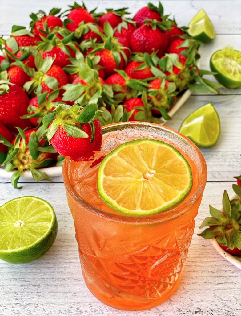 Strawberry Shrub Margarita Recipe, a Refreshing Cinco de Mayo Cocktail featured by top US cocktail blogger, Food Diary of a City Girl