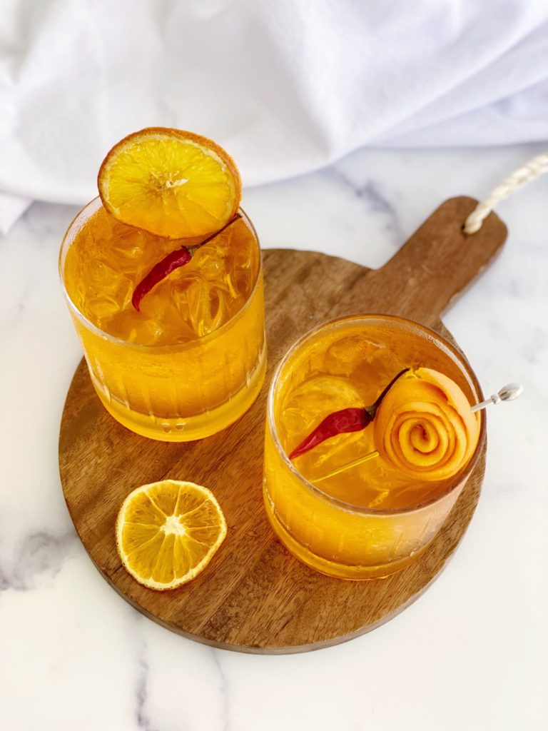 Spicy Aperol Paloma Cocktail Recipe featured by top US cocktail blogger, Food Diary of a City Girl