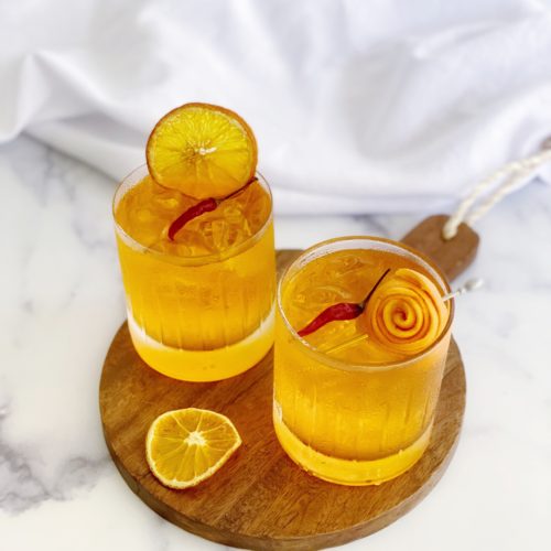 Spicy Aperol Paloma Cocktail Recipe featured by top US cocktail blogger, Food Diary of a City Girl